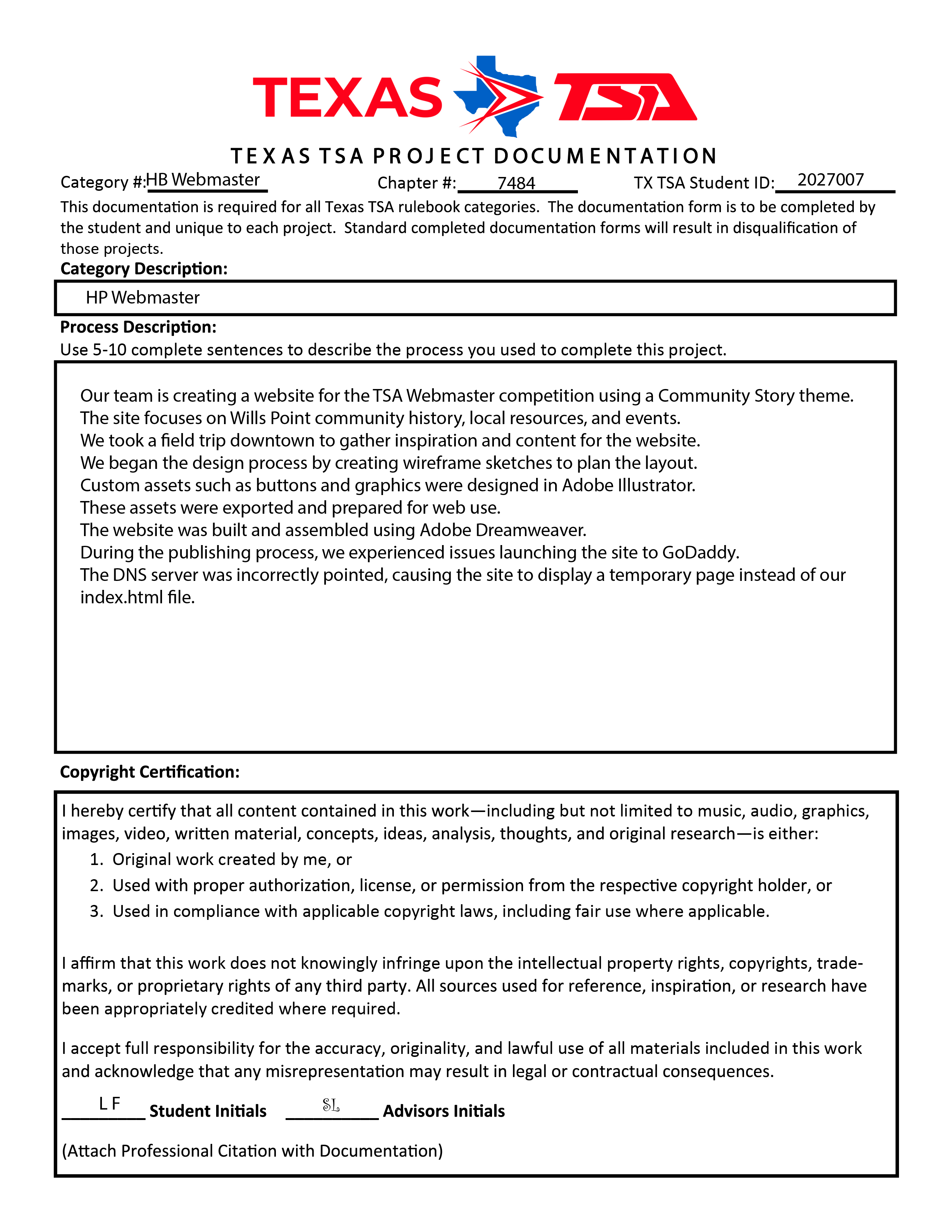 TSA Form for our Team